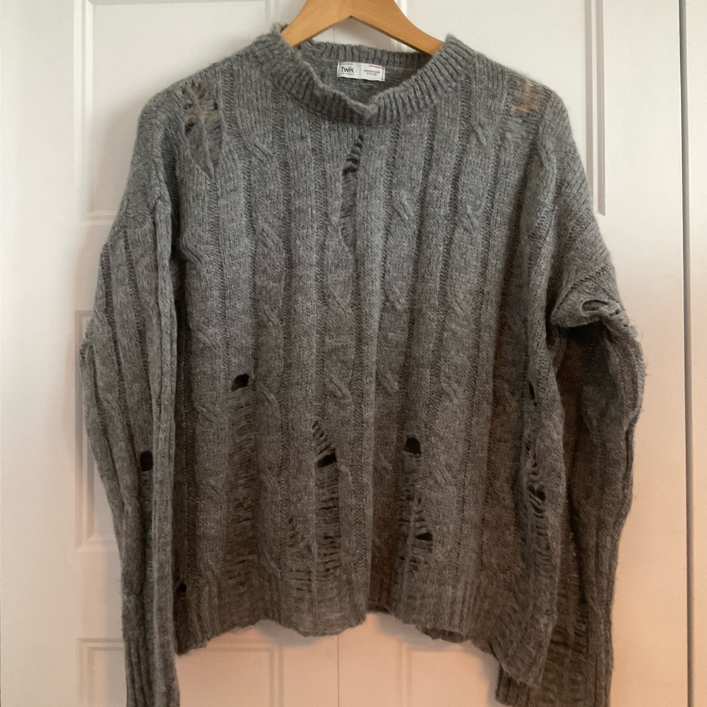Gray Distressed Sweater